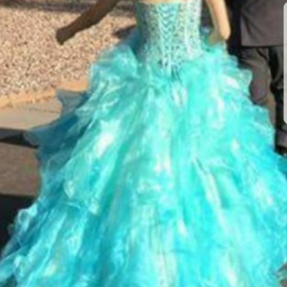 Blue/Tiffany blue ball gown dress - Picture 3 of 4